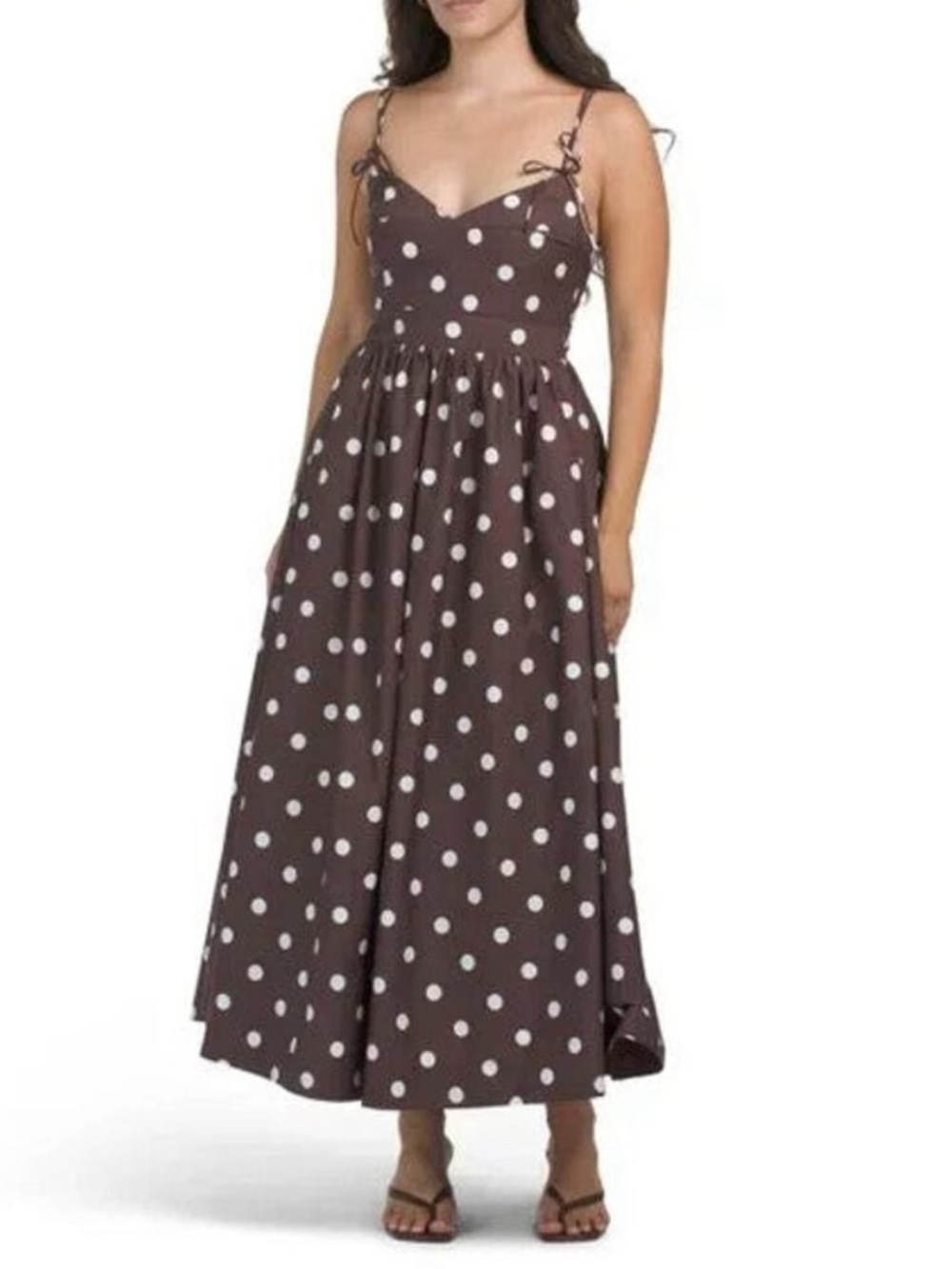 En Saison Polka Dot Maxi Dress Brown EUC SMALL